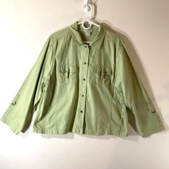 CJ Banks Light Green Utility button Front Jacket - Picture 1 of 7